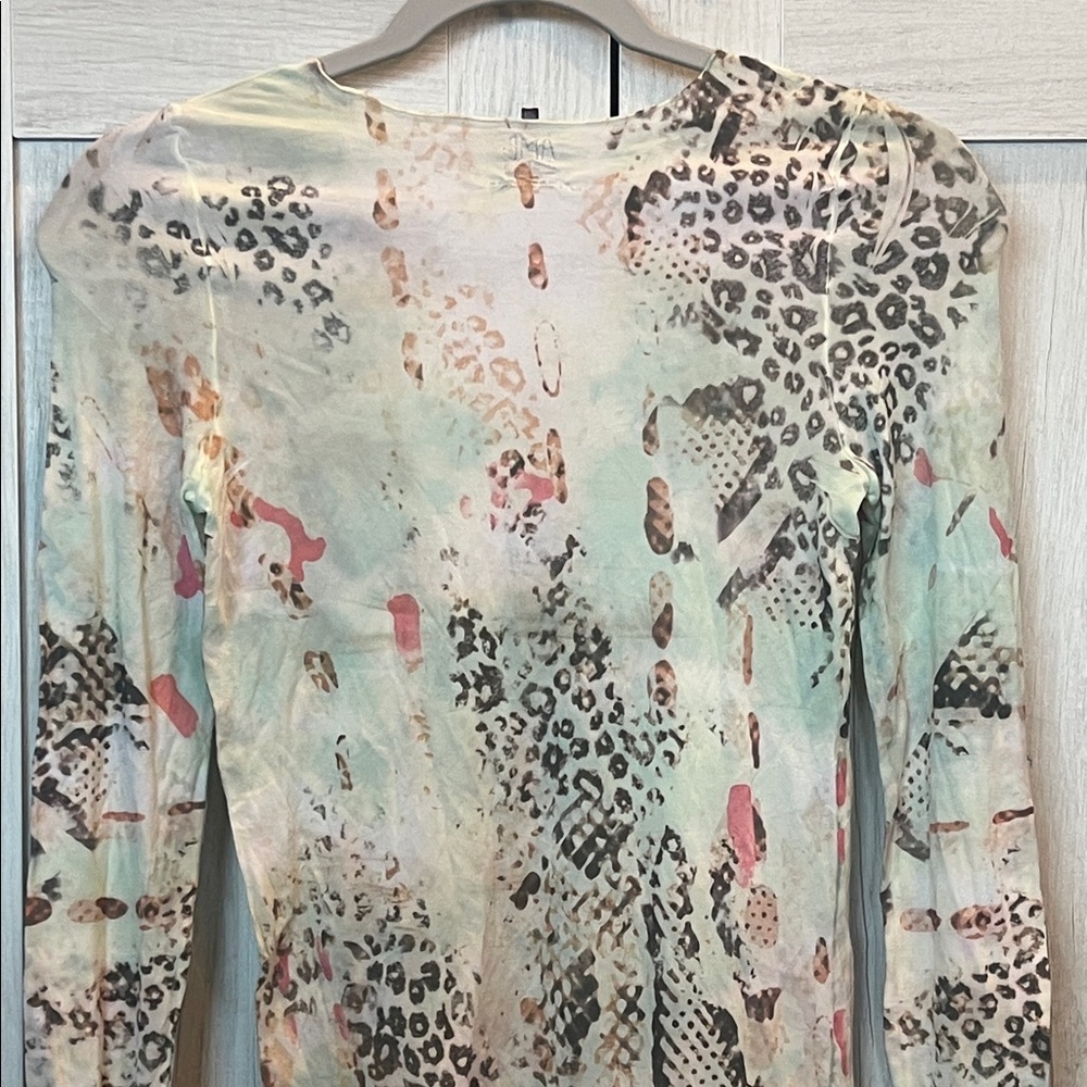 AMB Second Skin Raw Edge Animal Print Long Sleeve Top - Picture 8 of 9